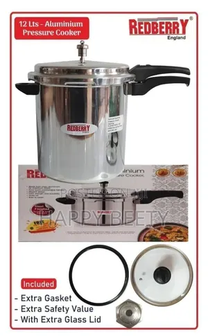 Redberry Premium Range Aluminium Pressure Cooker: With Glass Lids