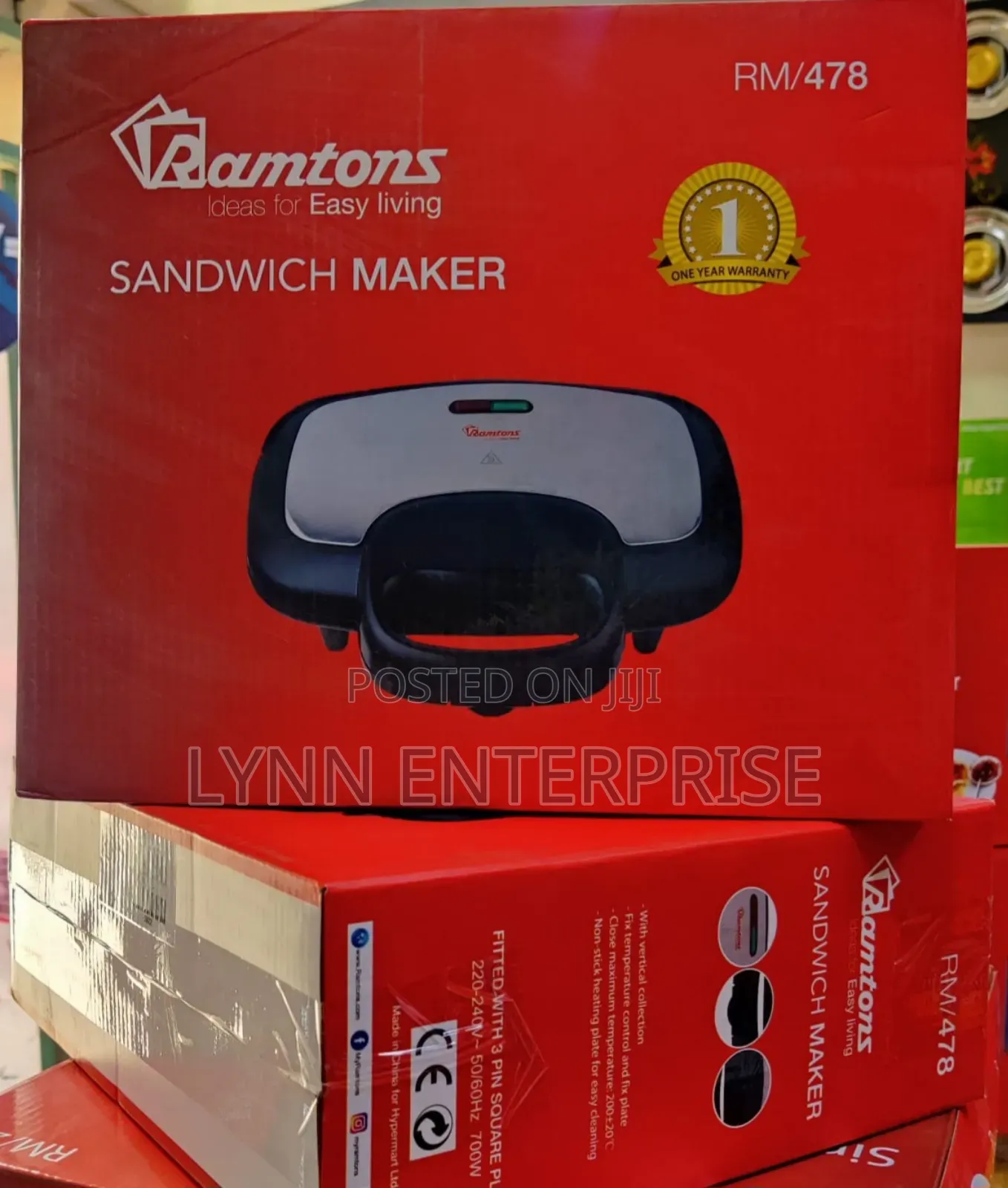 *Ramtons Sandwich Maker Rm478 2 Slice