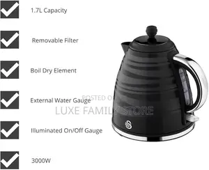 Swan Symphony 1.7l Jug Kettle (Sk31050bn) in Black.