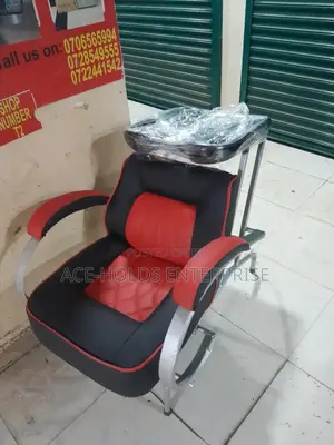 Executive Barber Chair With Sink – Black Red Premium Comfort Style