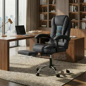 Executive Office Seat With Footrest - C C Imported Leather Chairs