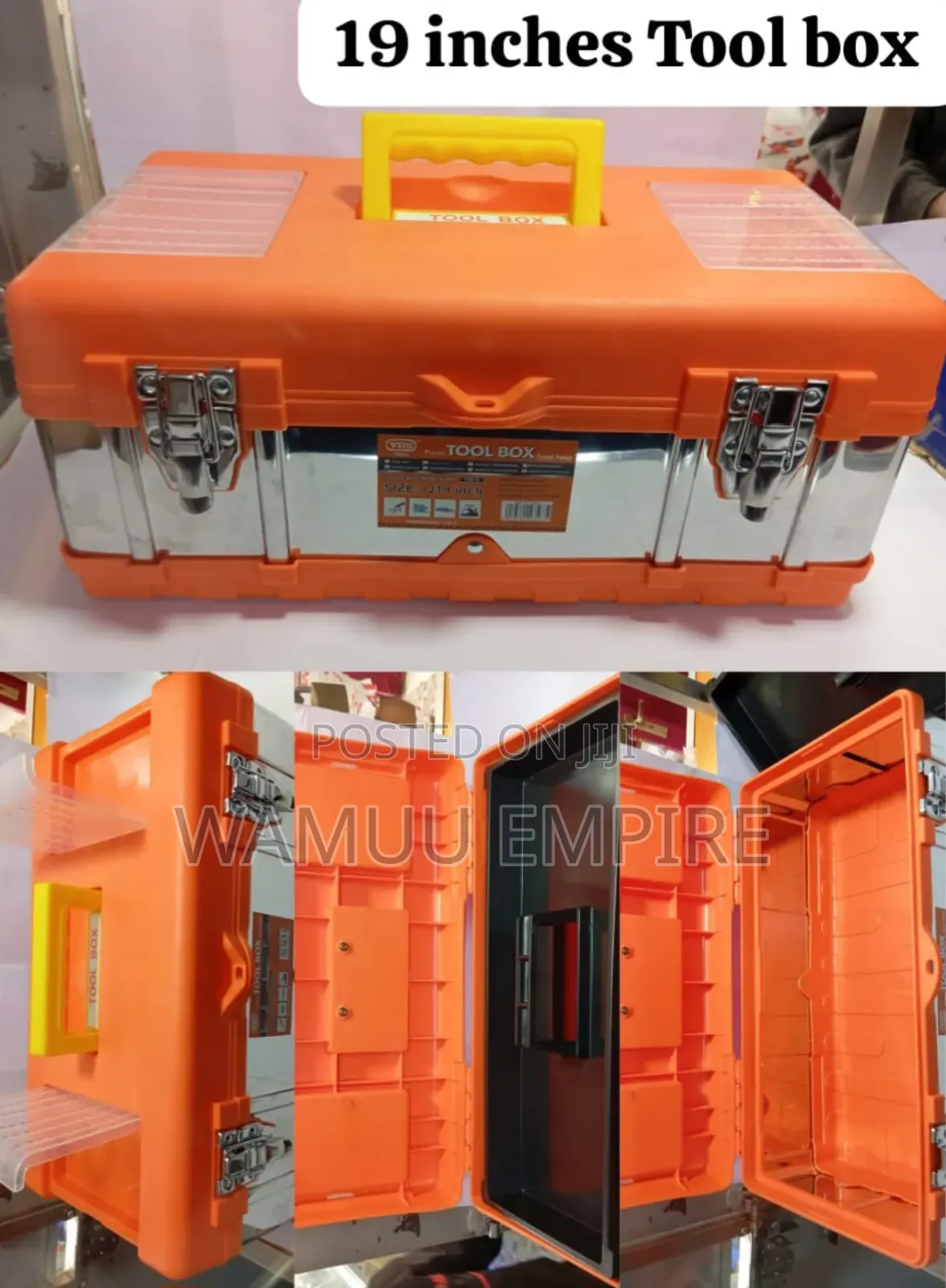 Metal and Plastic 19-Inch Empty Toolbox