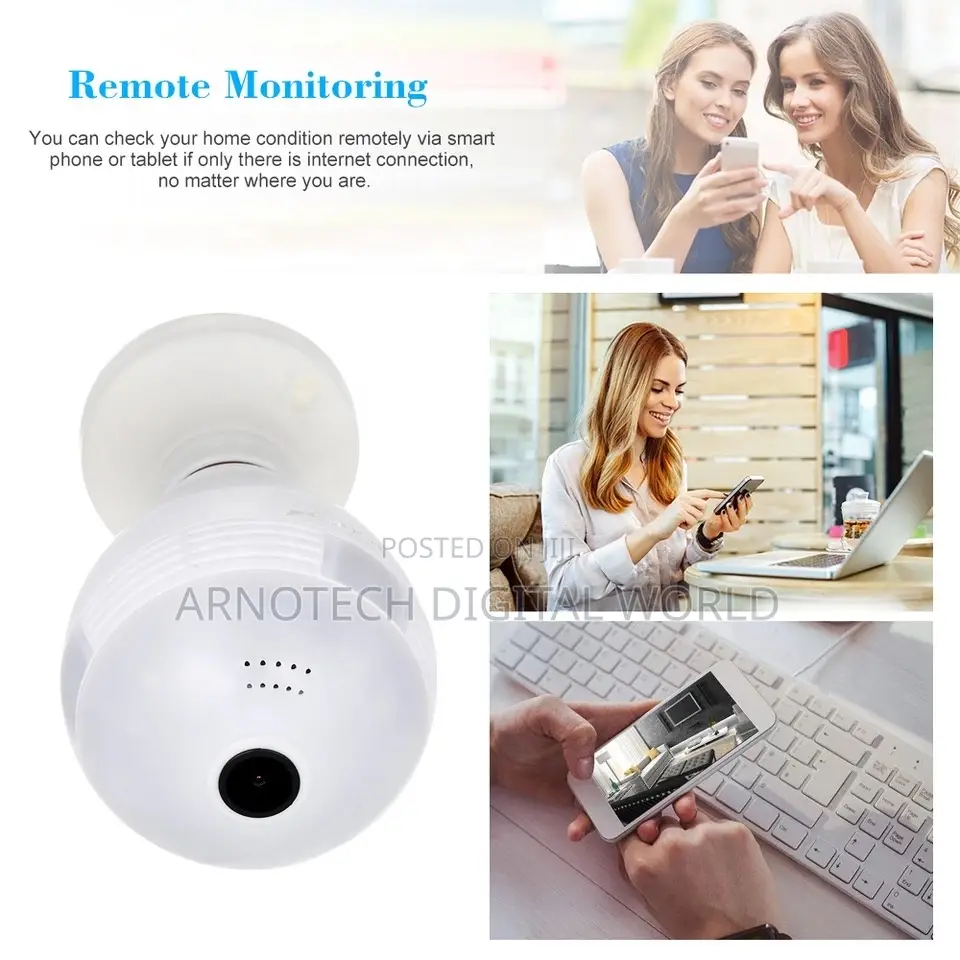 360dgrees Panoramic Fish Eye Vr Double Light Pir Cmos Wireless Camera