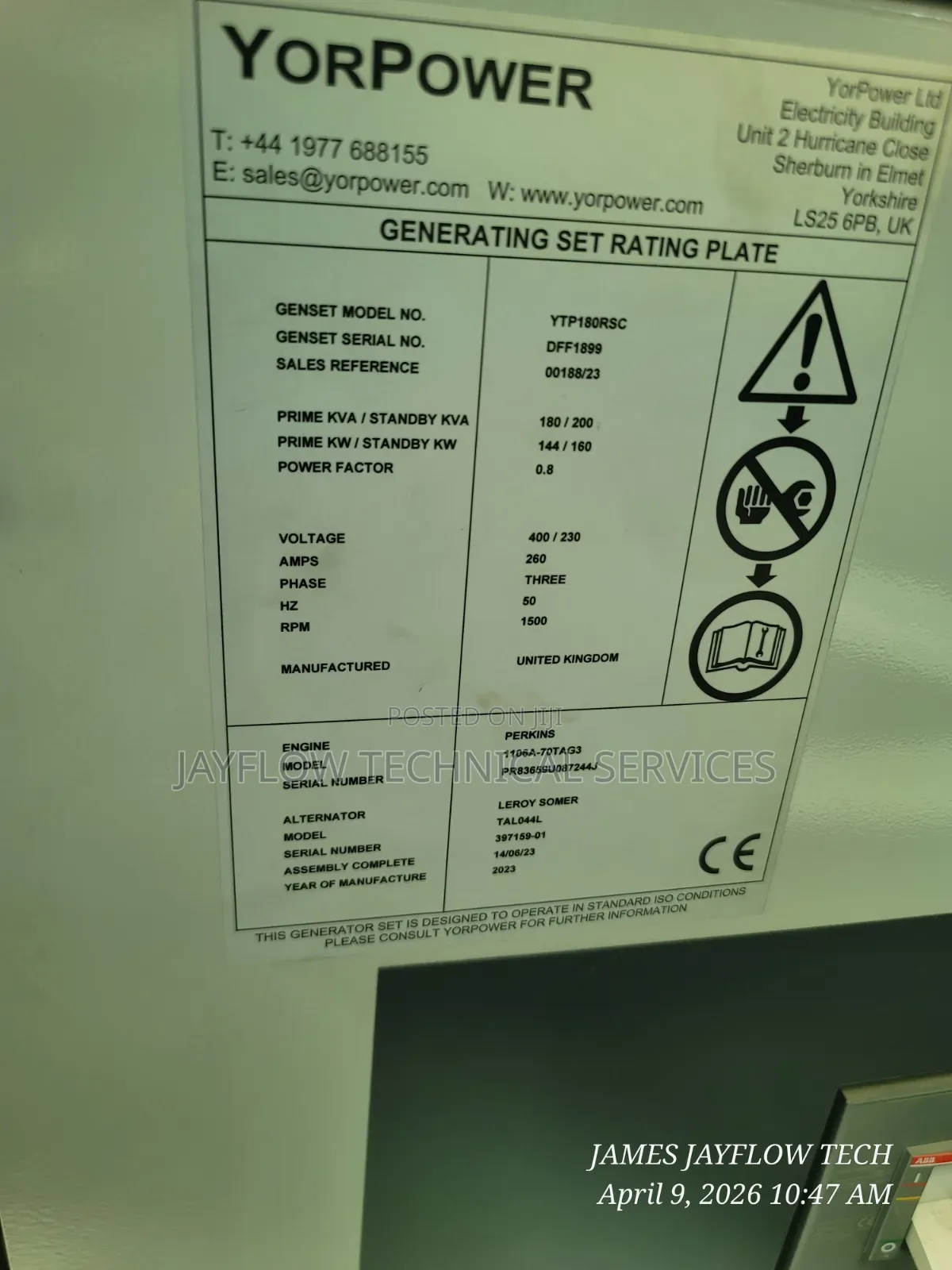 Industrial Diesel Generator – 150 Kva (Silent Type)