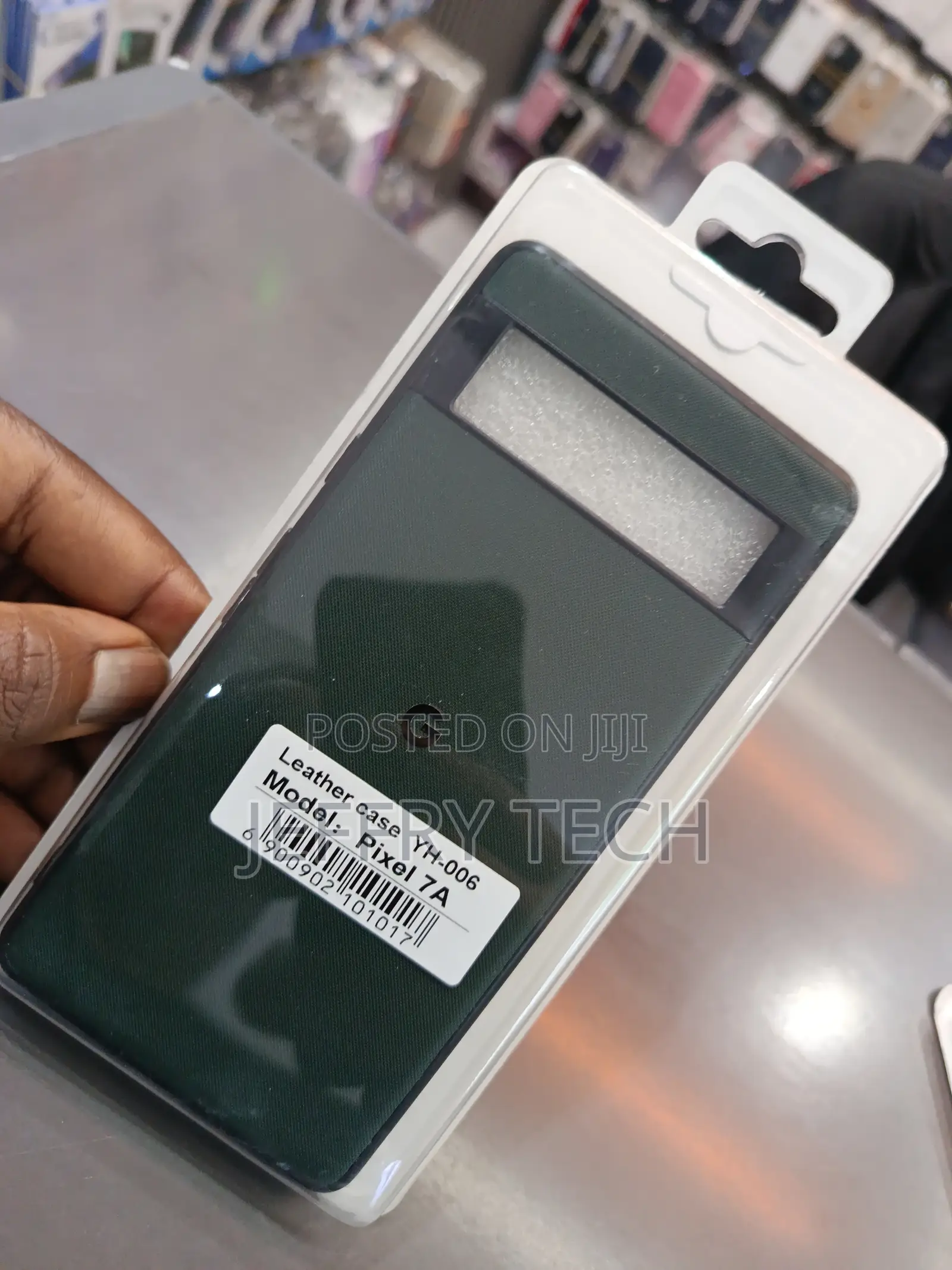 Green Leather Case Specifically Designed for the Google Pixel 7a.
