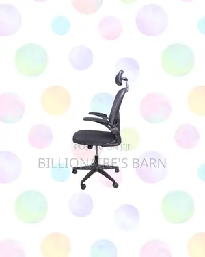 Grey Ergonomic Office Chair Flip Up Arms Adjustable Headrest Seating
