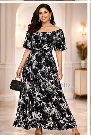 Elegant Black White Long Dress