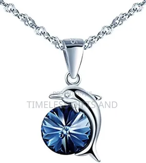 Silver 925 Dolphin Blue Pendant Ladies Necklace