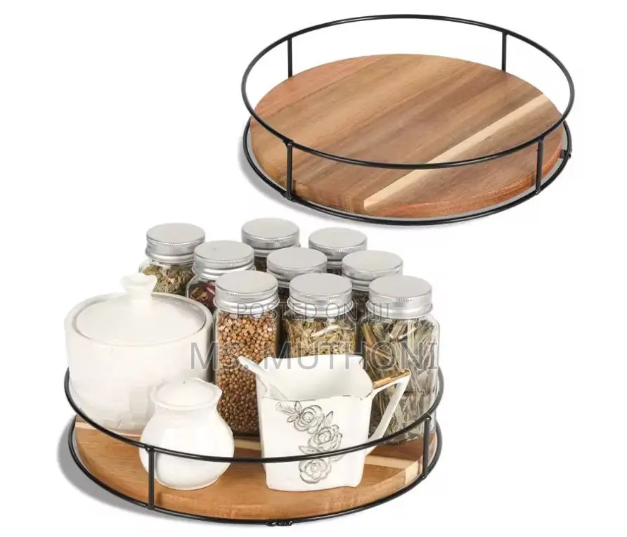 Acacia Wood Lazy Susan Turntable for Kitchen Counter Top