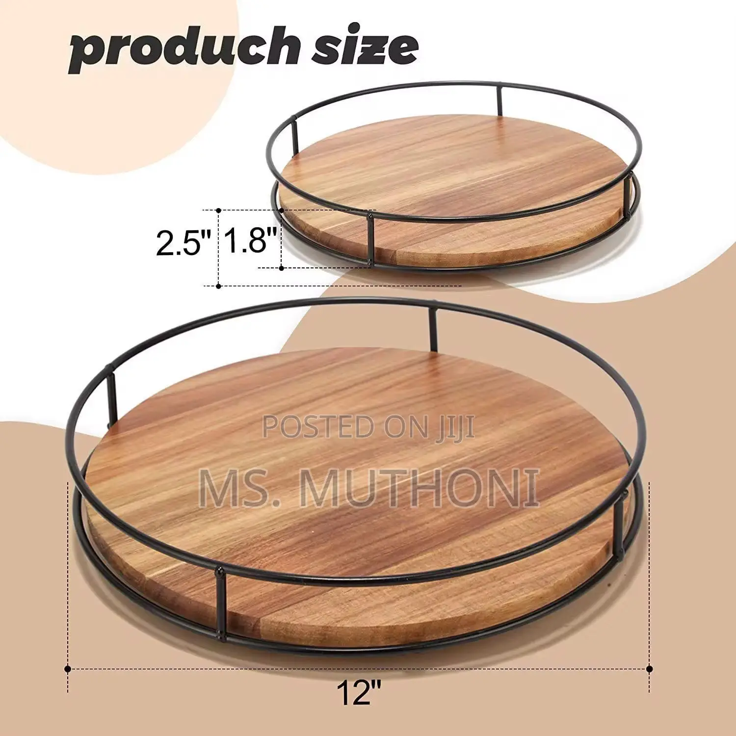 Acacia Wood Lazy Susan Turntable for Kitchen Counter Top