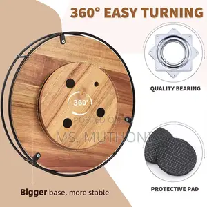 Acacia Wood Lazy Susan Turntable for Kitchen Counter Top
