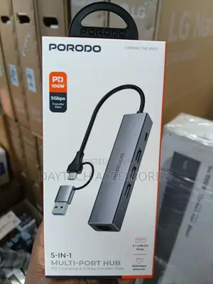 Porodo 5-in-1 Multi-Port Hub (Model: Pdihrj51gy).