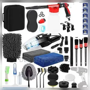 Car Detail Kit With a Vacuum Cleaner and Spray