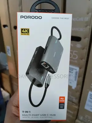 Porodo Ultra Hd 7 in 1 Multi Port Usb C Hub Pd100w Grey Pdrds71gy