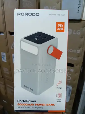Porodo Portapower 60000mah Power Bank With Built-in Led Lighting.