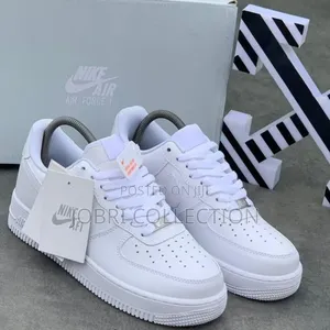 Plain White Nike Airforce One Sneakers
