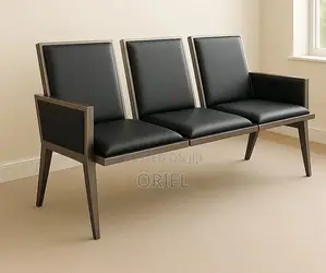 Office Bench : 3-Seater Cushioned Office Waiting Bench With Arms