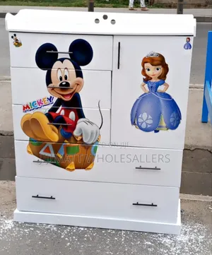 White Kids/Baby Chest Of Drawers Cabinet With Cartoon Themes