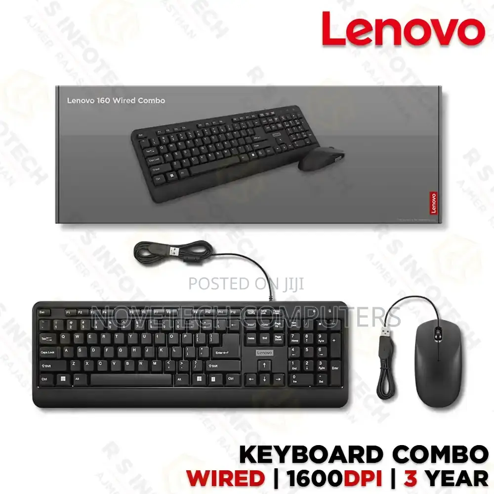 Lenovo 160 Wired Keyboard Mouse Combo | Waterproof
