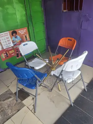 Glass Table With Foldable Chair