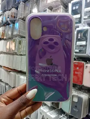 Purple Silicone Case Designed for the Apple iPhone 16 Plus.