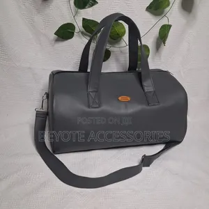 Gray Leather Travel Bag