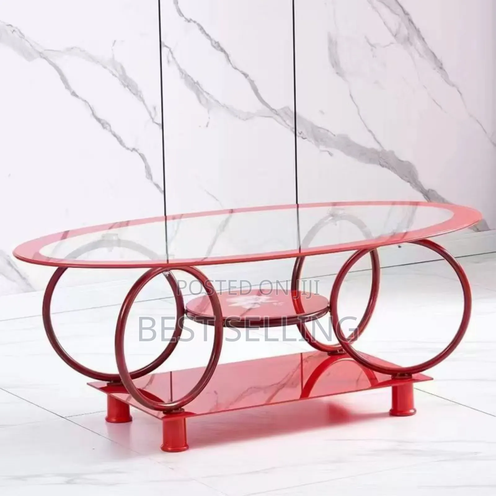 Oval Maroon Coffee Table
