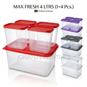 Max Fresh 5pcs Plastic Food Storage Container Set - 4l + 4 Small Tubs