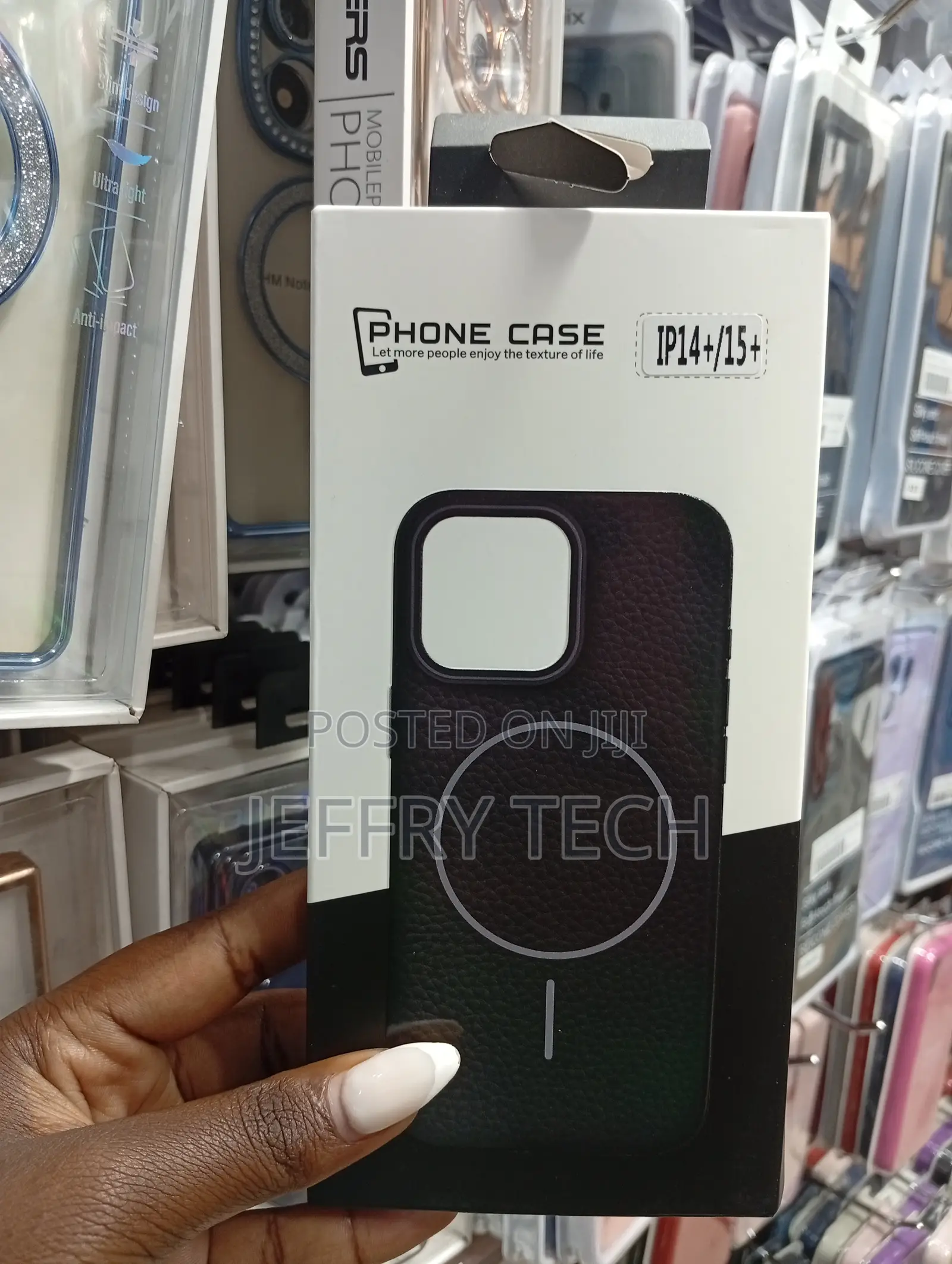 Lychee Pattern Magnetic Leather Case for iPhone 14 Plus and 15 Plus