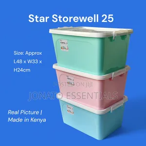 25l Star Storewell Plastic Storage Box With Lid - Stackable Organizer