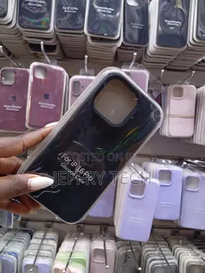 Black Silicone Protective Case Compatible With the iPhone 16 Pro.