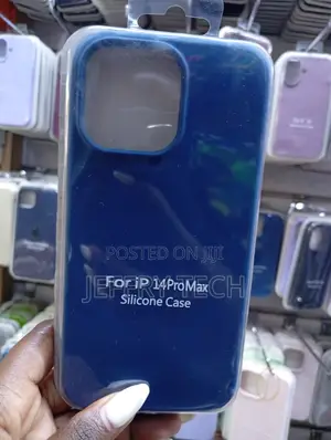 Navy Blue Silicone Case Is for the Apple iPhone 14 Pro Max.