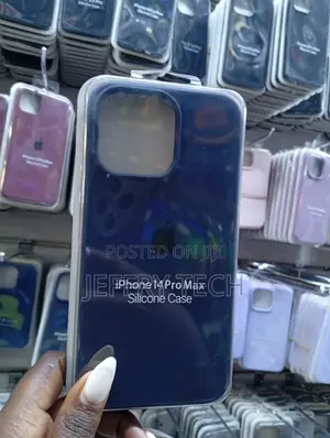 iPhone 14 Pro Max Silicone Case, in Navy Blue.