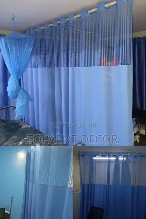 Blue Good Quality Hospital Curtains With Eyelates