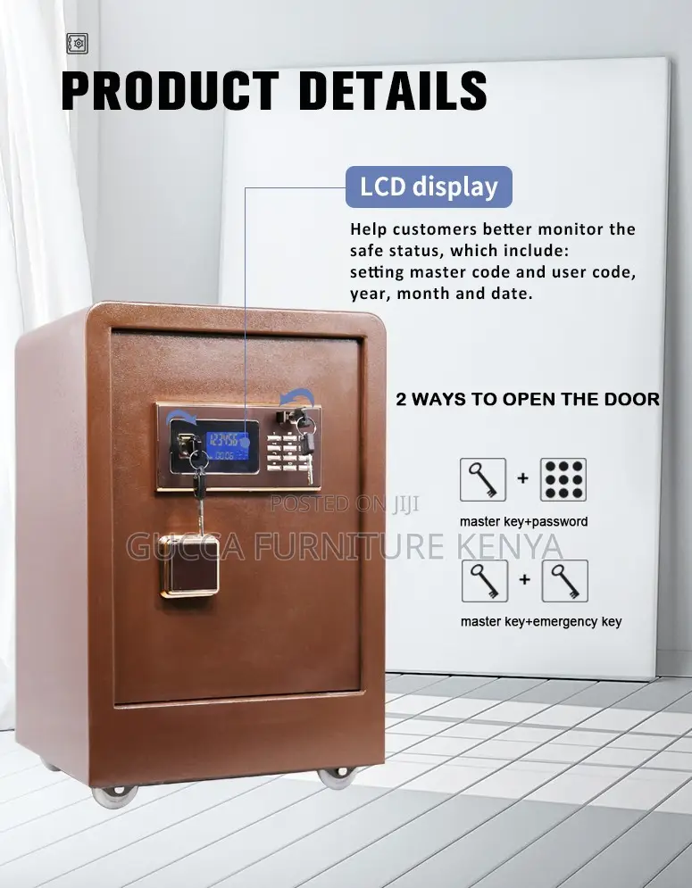 Digital 60kgs Secured Brown Fireproof Safe Box