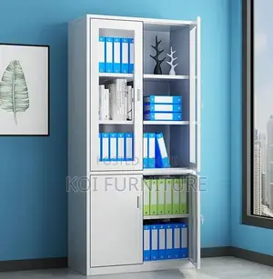 Office Cabinet; Two Doors Gray Executive Storage Solution Cabinet