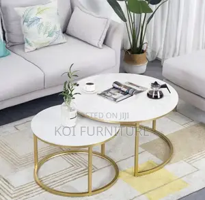 Coffee Table; Marble Top Selection Round Dual Coffee Table