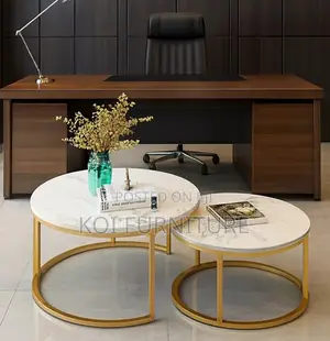 Coffee Table; Round Marble Executive Nesting Table