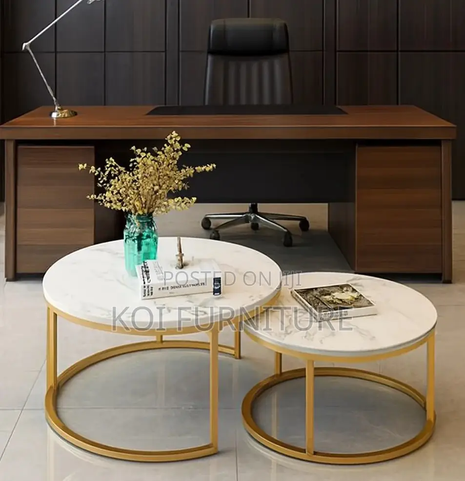 Coffee Table; Round Marble Executive Nesting Table