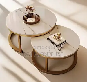 Coffee Table; Round Marble Executive Nesting Table