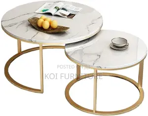 Coffee Table; Round Marble Executive Nesting Table