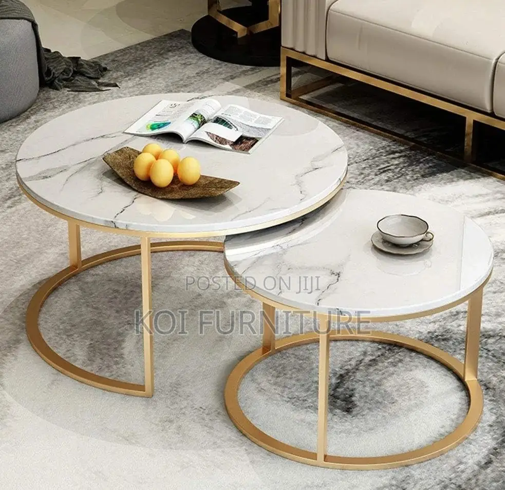 Coffee Table; Round Marble Executive Nesting Table