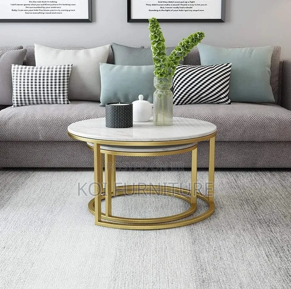 Coffee Table; Round Marble Executive Nesting Table