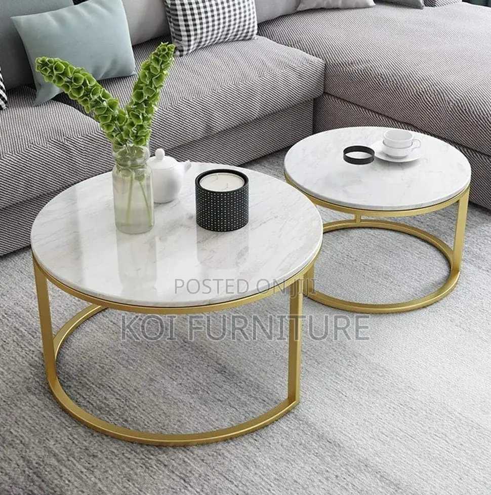 Coffee Table; Round Marble Executive Nesting Table
