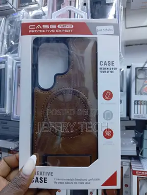 Brown Leather Magnetic Phone Case for the Samsung Galaxy S25 Ultra,