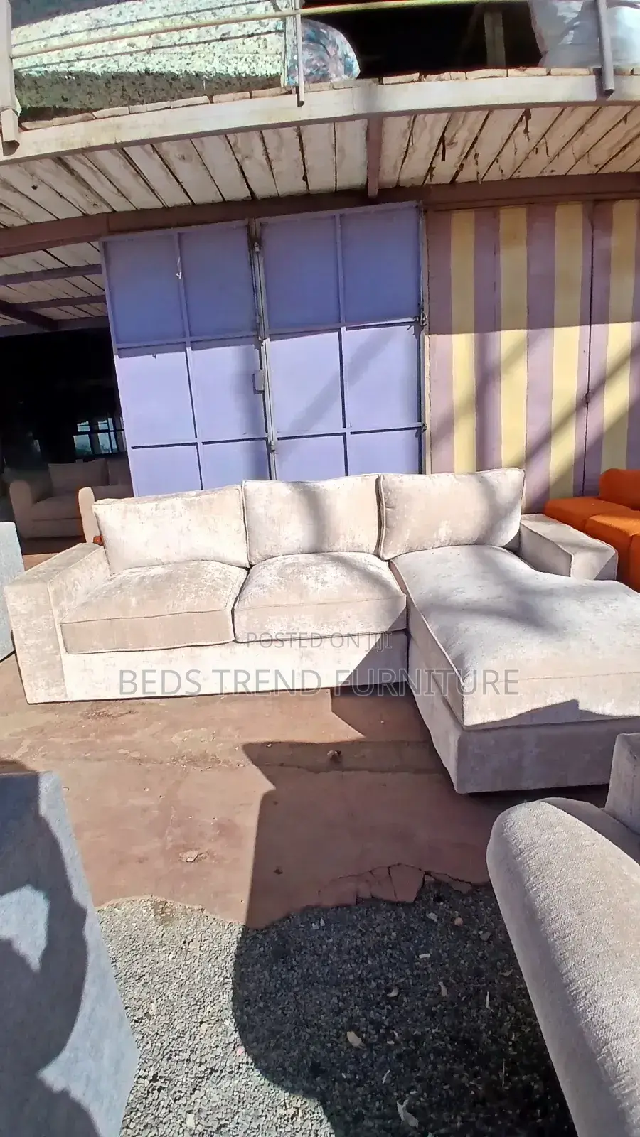 6 Seater L Shaped Beige Sofa Set