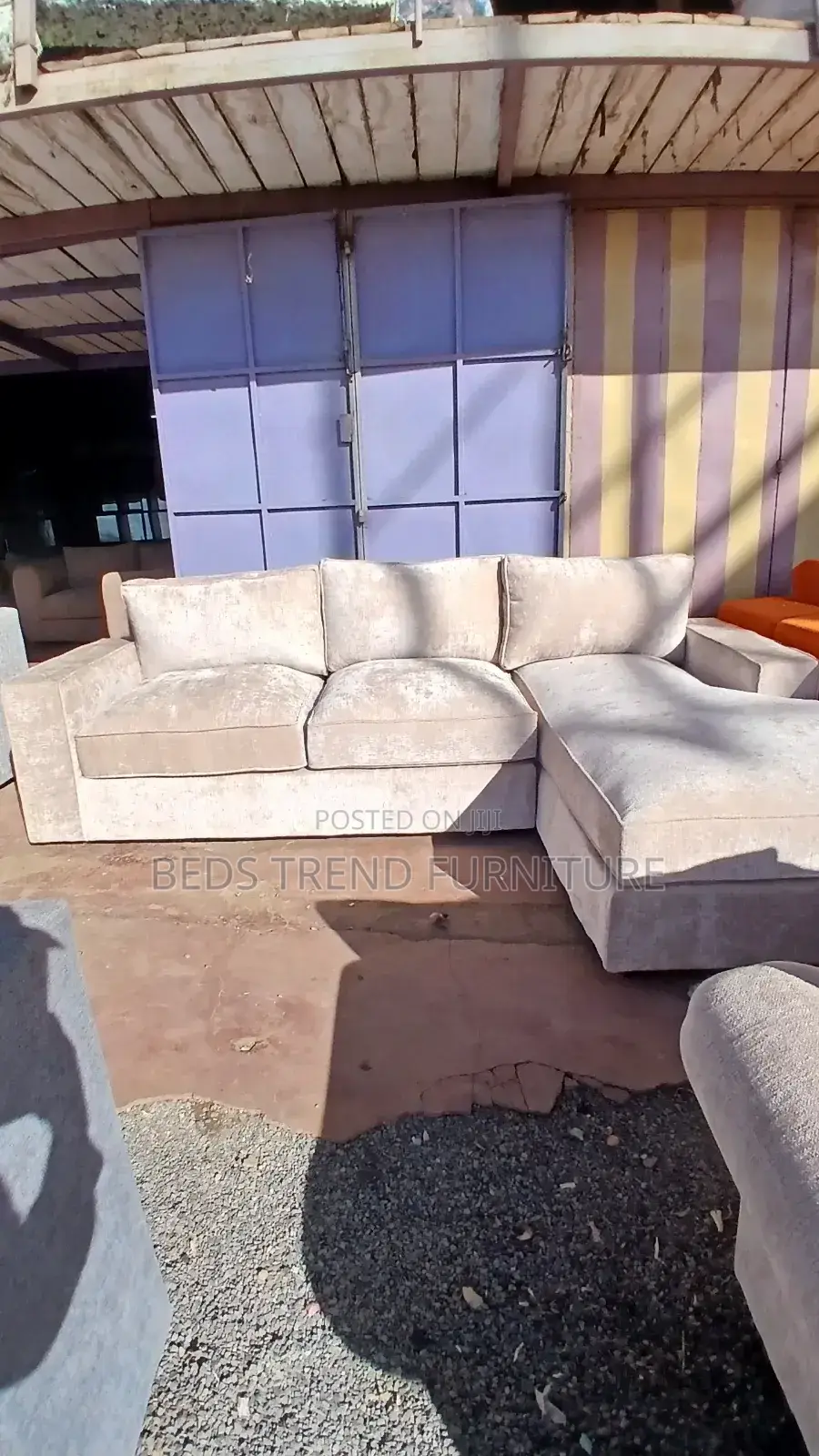 6 Seater L Shaped Beige Sofa Set