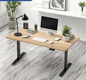 Office Desk; Adjustable Brown Top Home Office Motor Desktop Table