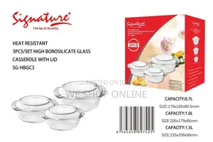 Signature 3-Piece Borosilicate Glass Casserole Set With Lids