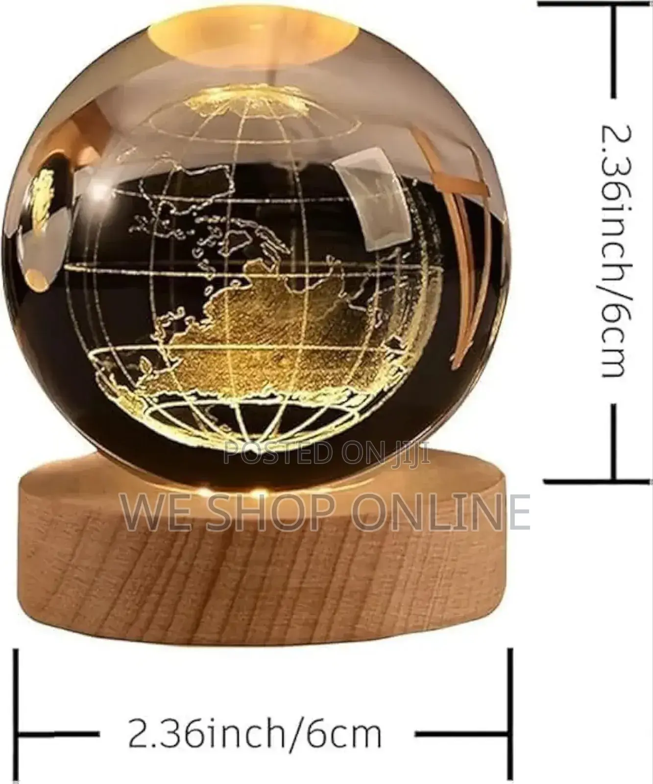 3d Earth Crystal Led Ball Night Lamp Warm Light